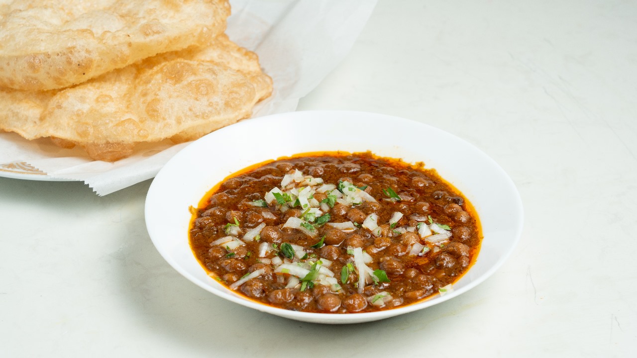Halwa ,Puri , Achari Aloo Bhajia and Special Lahori Chana